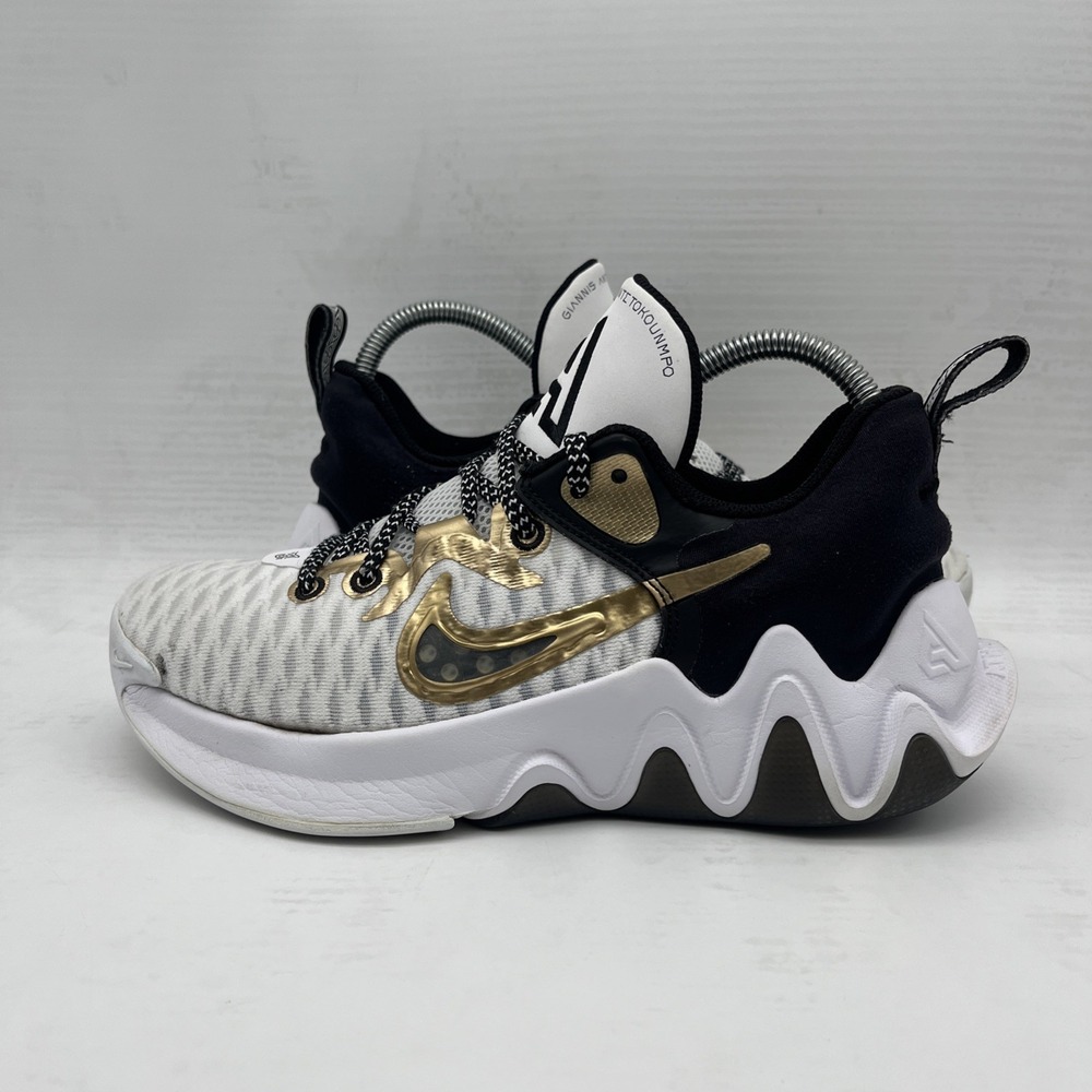 Nike Giannis Immortality Championship #CZ4099-100 White/Black/Gold Men's Sz 6